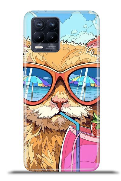 cupcase Realme 8 Pro Compatible Case Flexible Silicone Camera Protection 4K Patterned Cover - Cool Cat