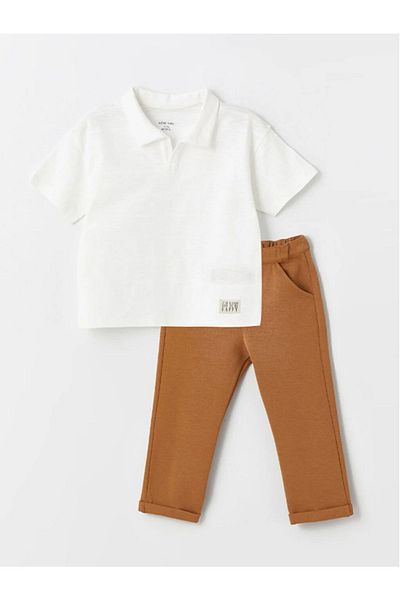 LC Waikiki LCW baby Polo Collar Short Sleeve Baby Boy T-shirt and Pants 2 Pieces Set