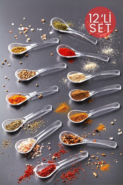 Nandy Home Set of 12 Clear Spice Bowls, Honey and Serving Spoons