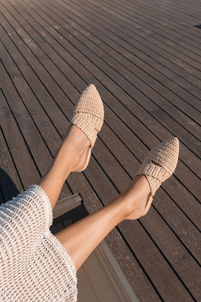 ANGELİNA JONES Felix Women's Beige Straw Slippers
