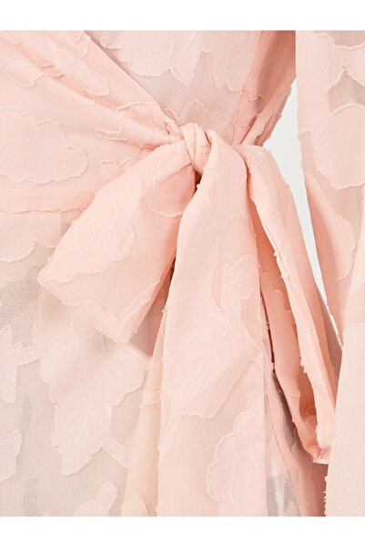 Styli Floral Pattern Burnout Wrap Top with Tie Belt