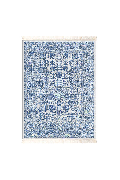 In House Velvet Turkish Rectangular Decorative Carpet - Blue - 80x120 cm