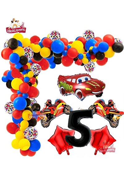 Store ScNews 5 Yaş,yarış Araba Motorsiklet Temalı Doğum Folyo Balon Seti Doğum Günü Süsü çok sa