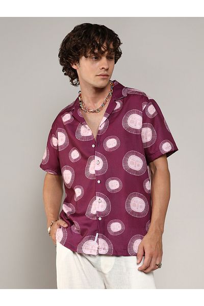 Campus Sutra By Styli Graphic Print Casual Shirt with Buttons