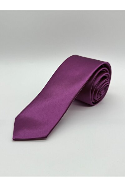 HARES Limited Quantity - Plum Satin Hand Sewn Necktie and Handkerchief