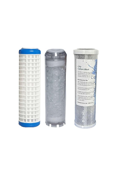 AQUA BELLA Daire Bina Sayaç Girişi 10" 3 Aşama Arıtma Filtresi Seti Yıkanabil...