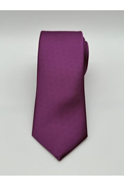 HARES Limited Quantity - Plum Satin Hand Sewn Necktie and Handkerchief