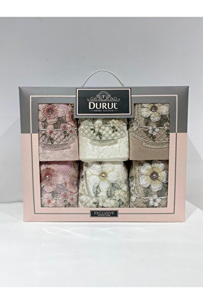 Durul Кадифе Фантазія Гіпрюл Анал Кызлы Рушник Сет 6 Шт (3 Шт 50*90 + 3 Шт 30*50)