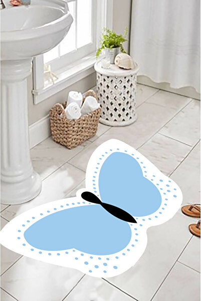 MAMKO سجادة حمام منقوشة على شكل فراشة مقاس 60x100 سم - قاعدة مضادة للانزلاق و...