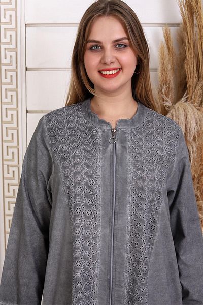 Dinçerler tekstil Women's Gray Cotton Ferace