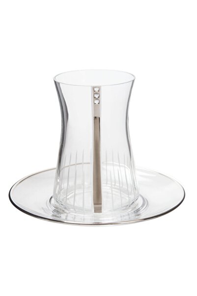 Laliano Three Stars Platin Çay Takımı (6 Çay Bardağı + 6 Çay Tabağı )