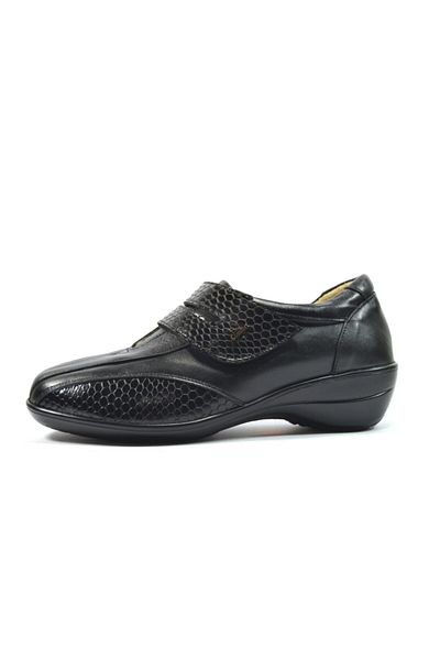 Dr.Comfort 3106 Pantofi Mother Candy pentru femei, piele naturală, negru, cu velcro, mărime mare