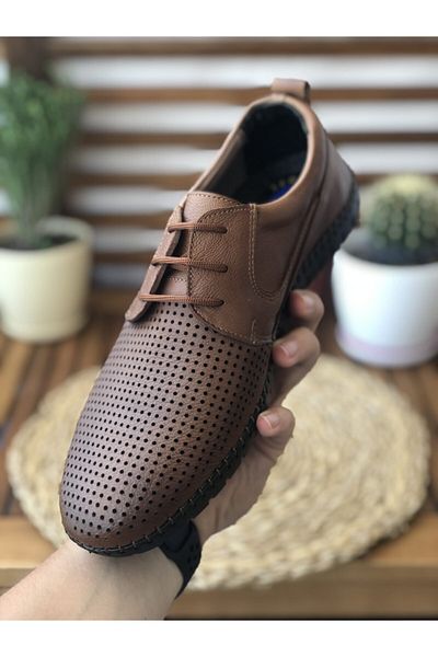 Trextone Casual Genuine Leather Tan Handmade Men's Shoes