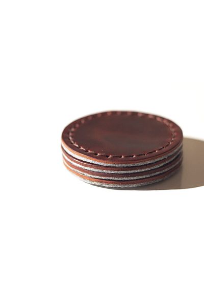 Hi Leather Genuine Leather Coaster Rose (SET OF FOUR)