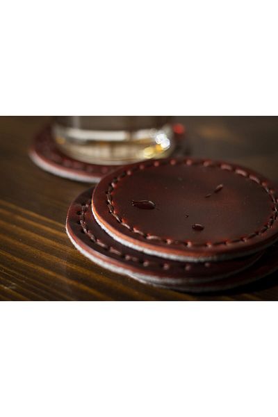 Hi Leather Genuine Leather Coaster Rose (SET OF FOUR)