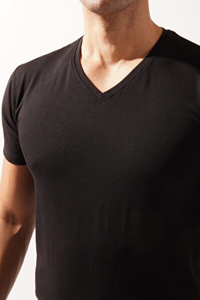 Katia&Bony V-Neck Basic Modal Men's Undershirt Black