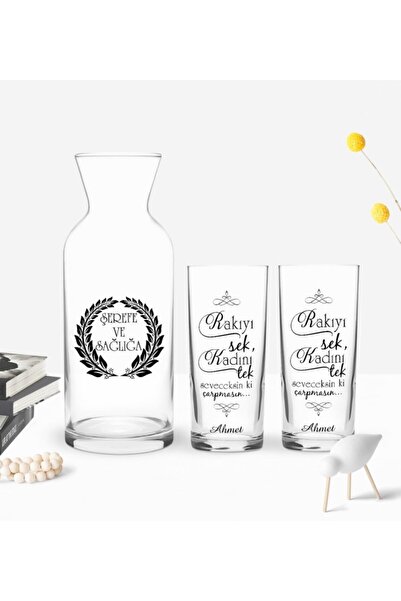 Bk Gift Kişiye Özel Renkli Baskılı Rakıyı Sek Tasarımlı Ikili Rakı Bardağı Ve...