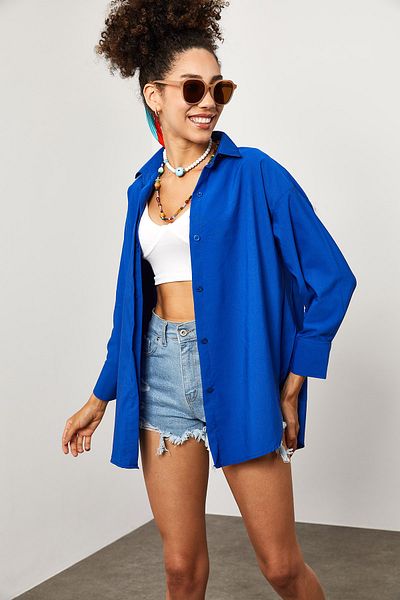 XHAN Women's Saks Oversize Long Shirt 1YZK2-11950-15