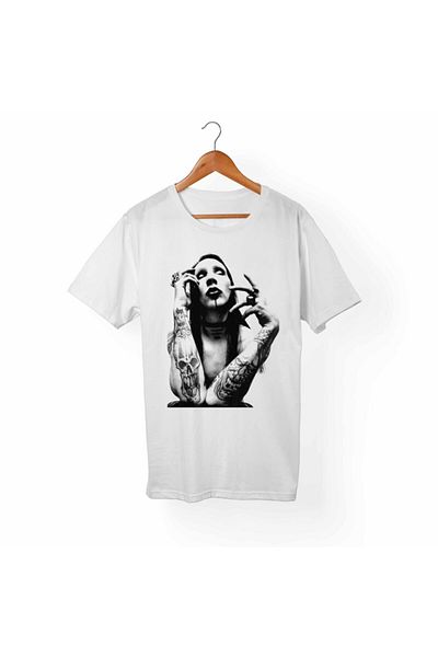 Alfa Tshirt Tricou alb pentru copii Marilyn Manson