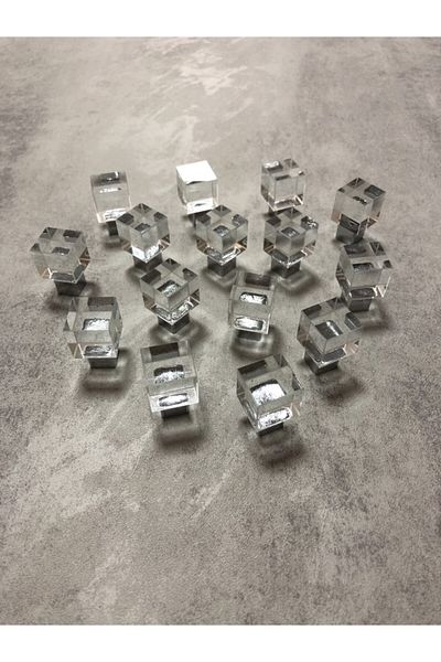 SÖZER ORMAN ÜRÜNLERİ 20mm Cube Crystal Chrome Button Furniture Handle
