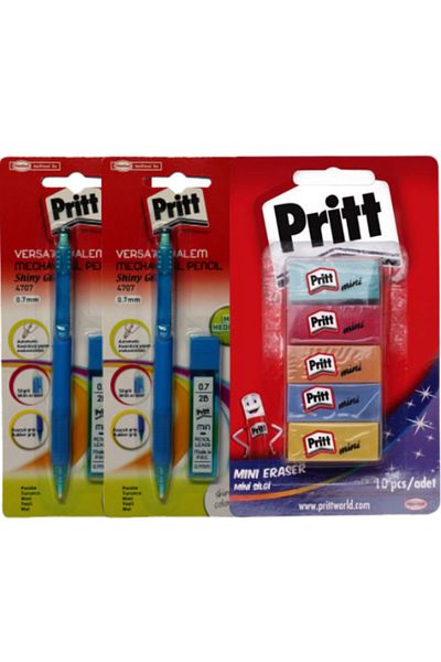 Pritt Pencil Eraser Set Versatil Kalen and Min Set X2 + 10-Piece Mini Eraser Gift!