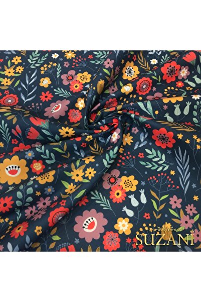 SUZANİ Renkli Çiçek Desenli Dijital Baskılı Kumaş Kms-1249