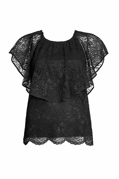 MİYORO Gathered Collar Lace Blouse
