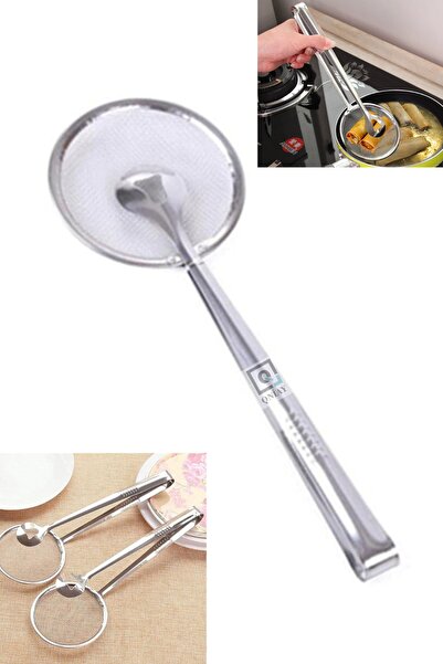 QNİAY New Frying Tongs Colander Steel Potato Frying Pot with Oil Strainer