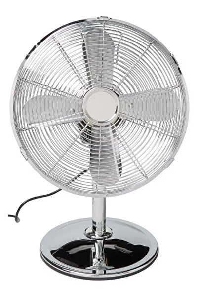 Binbirreyon Krom Masa Üstü Vantilatör Salınımlı 3 Kademeli Vantilatör 30cm Çap Nc009