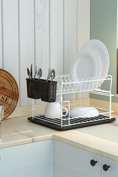 Teknotel Iki Katlı Modüler Tabaklık Bulaşıklık Beyaz Kb010