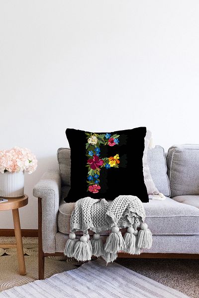 Realhomes Husă de pernă Raschel, cu două fețe, culoare neagră, cu tematică trandafir, cu design special