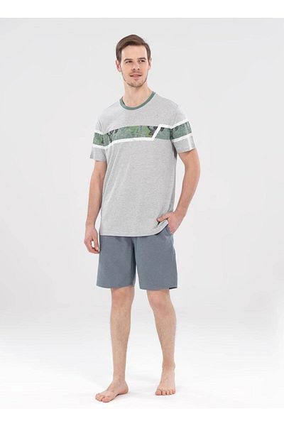 Blackspade Men's Pajama Shorts Set 7602 - Gray Melange