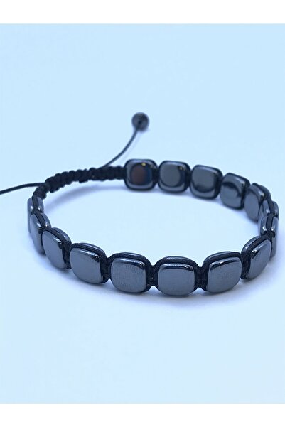 Akarslan Collection Square Hematite Stone Men's Bracelet