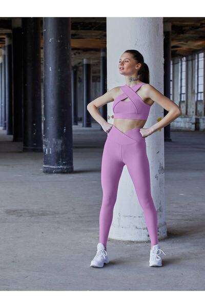 lismina Bel Tasarımlı Spor Tayt Lila Renk 1044