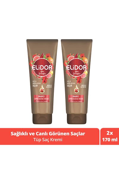 Elidor Afra Saraçoğlu Tube Hair Care Cream - Vibrant and Healthy Hair, 170 Ml x 2 Pieces