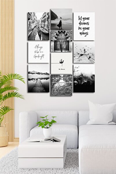 Cadran 10 Parçalı Çerçeve Görünümlü Mdf Tablo Seti Flm006