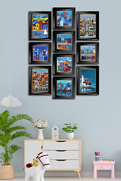 Cadran 10 Parçalı Çerçeve Görünümlü Mdf Tablo Seti Flm032