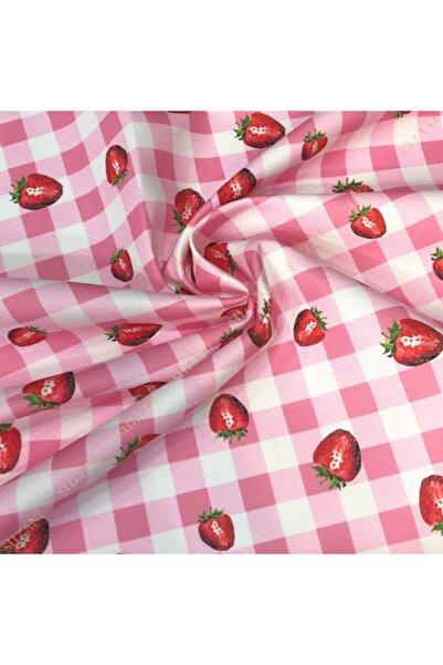 SUZANİ Çilek Pötikare Desenli Dijital Baskılı Kumaş Kms-1271