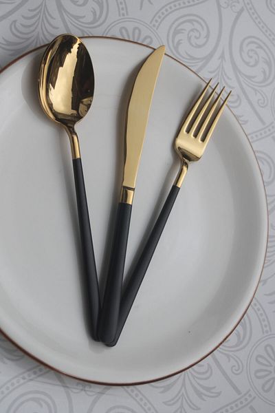 DMR LİFE Rüya Titanium Gold Black Tablespoon 6 Pieces
