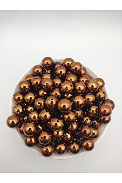 Hedef Bijuteri 14 ملم لون برونزي بني معدني، خرز