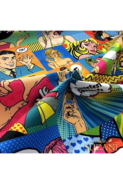 SUZANİ Pop Art Çizgi Roman Desenli Kumaş Kms-0462
