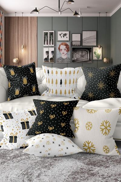 Realhomes Набір з 7 двосторонніх подушок з цифровим принтом на різдвяну темат...