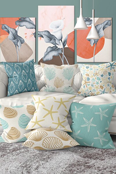 Realhomes 7'li Çift Taraflı Renkli Deniz Mahsülleri Özel Tasarımlı Dijital Ba...