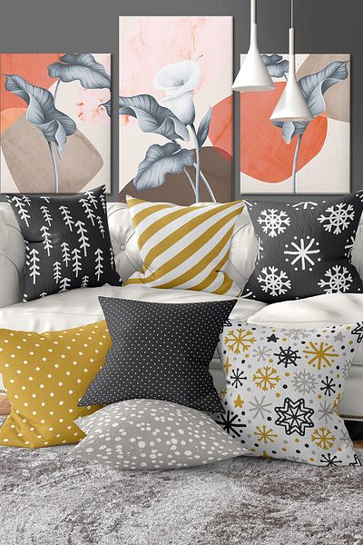 Realhomes Set of 7 Double Sided Colorful Special Design Digital Printed Throw Pillow Covers