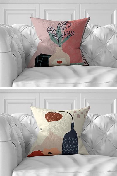 Realhomes Set of 7 Double Sided Special Design Flower Motif Digital Printed Throw Pillow Covers