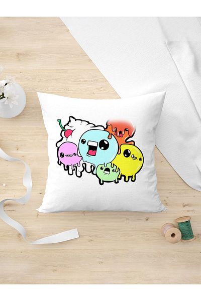 Panorama Ajans Μαξιλαροθήκη με σχέδιο Cute Kitty Ice Cream Balls