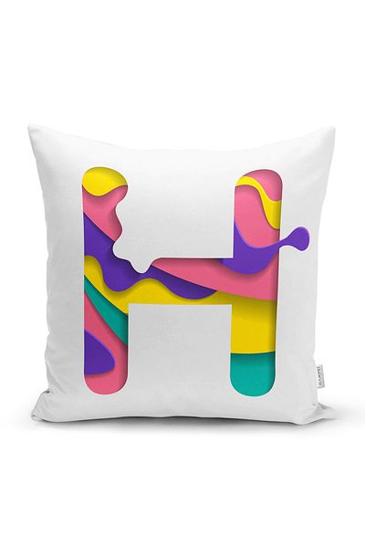 Realhomes Fundal alb Litera H colorată Design special Husă de pernă cu imprimare digitală