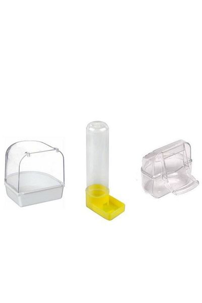 neo market Bird Cage Set: Bird Bath + Water Bottle + Feeding Bowl