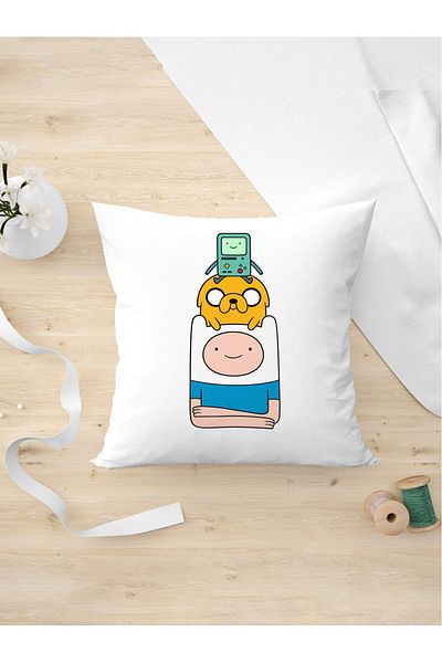 Panorama Ajans Κάλυμμα μαξιλαριού σχεδίασης Jake και Human Finn για διακομιστές κινουμένων σχεδίων Adventur Time Bmo