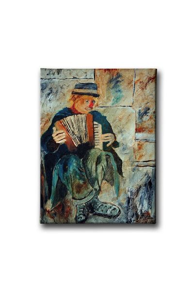 Desenlio Καλλιτεχνική εκτύπωση καμβά κλόουν που παίζει ακορντεόν